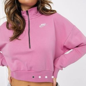 Nike Women's Sportswear Essential Fleece Crop ½ Zip Sweatshirt Pink